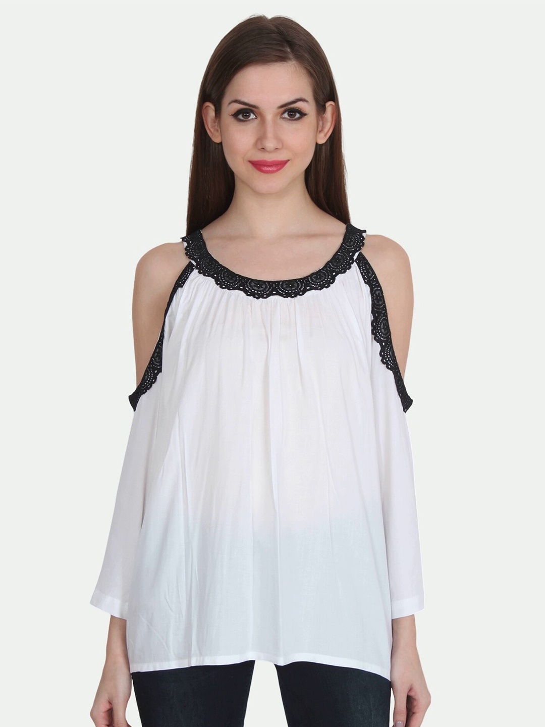 

PATRORNA Women White & Black Top