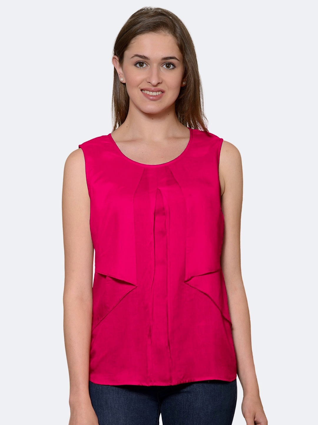 

PATRORNA Women Pink Sleeves Layered Top