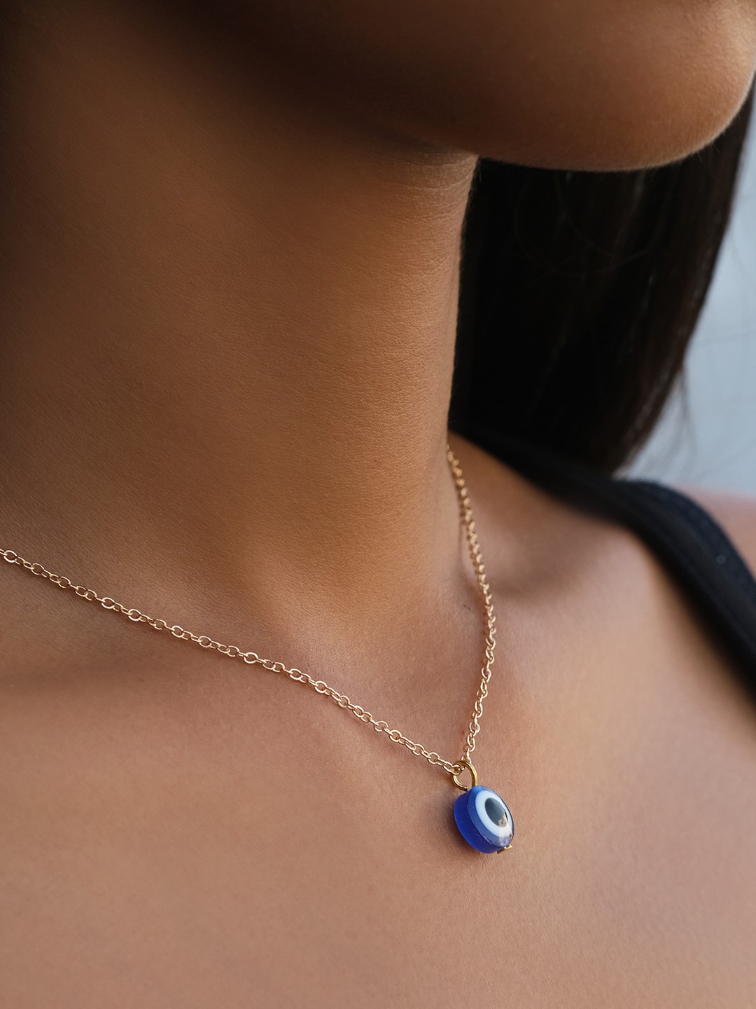 

Ayesha Gold & Blue Gold-Plated Evil Eye Pendant Necklace