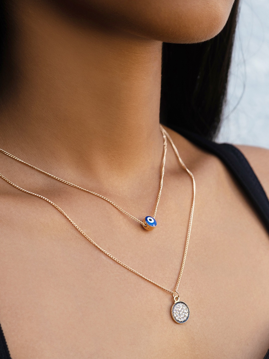 

Ayesha Evil Eye Layered Necklace, Gold