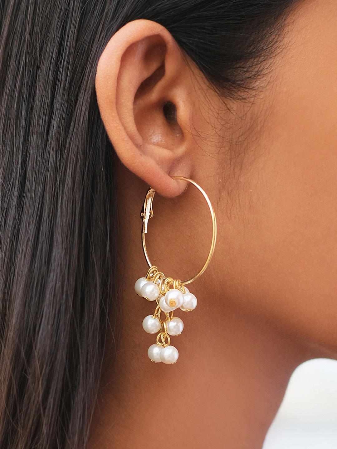 

Ayesha Pearl Gold Oversized Hoops