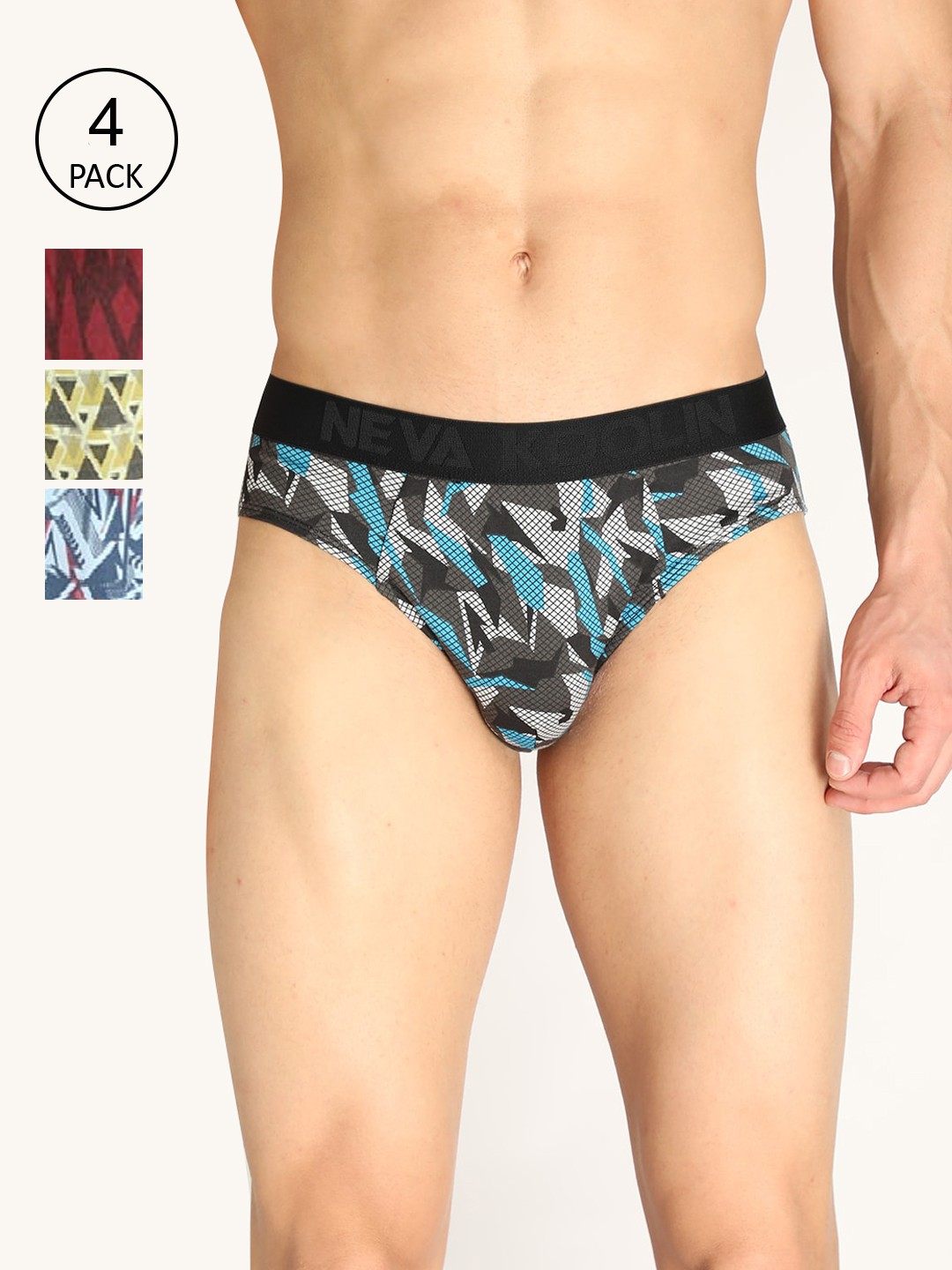 

NEVA Men Pack of 4 Printed Anti-Microbial Briefs, Multi