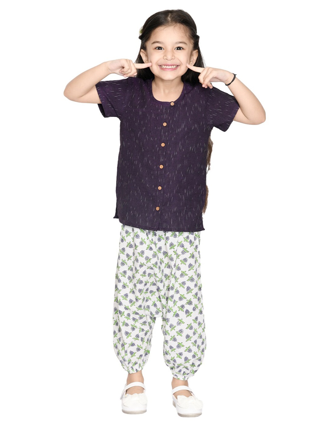 

Tiny Bunnies Girls Purple & White Top with Trousers