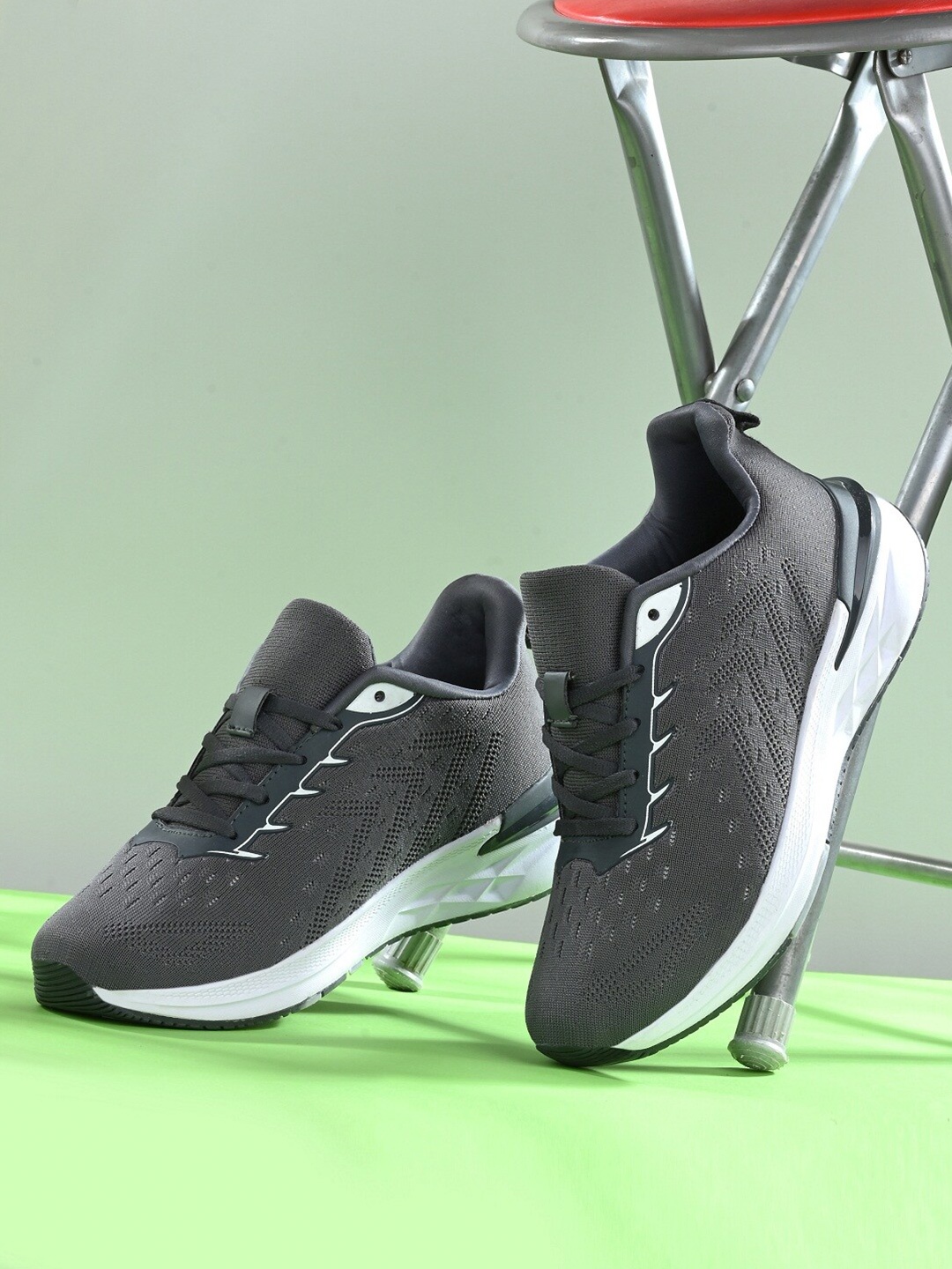 

Roadster Men Grey Mesh Running Non-Marking Shoes