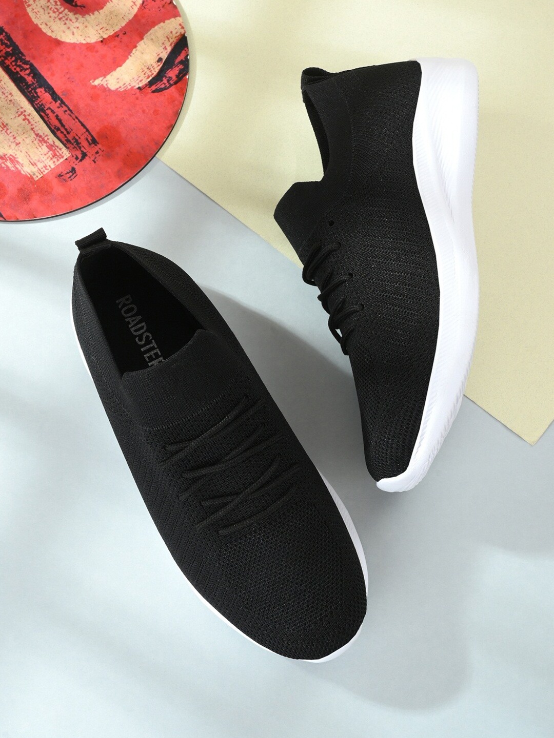 

Roadster Men Black Mesh Walking Non-Marking Shoes