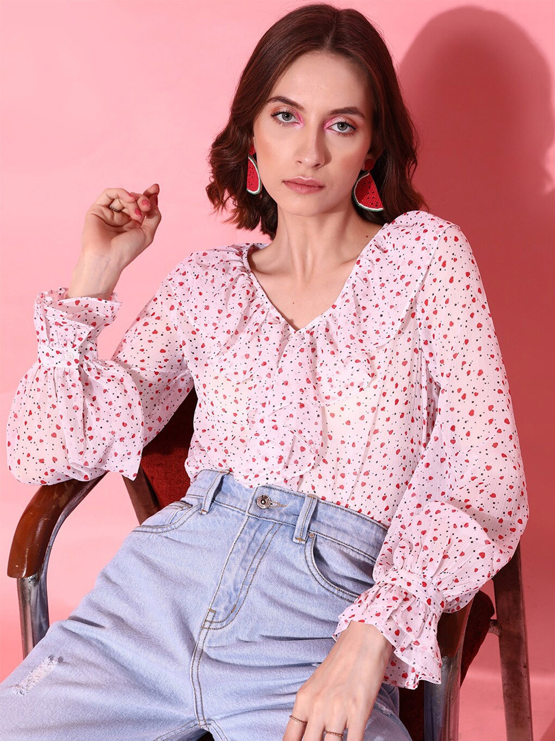

STREET 9 Alluring White Abstract Top