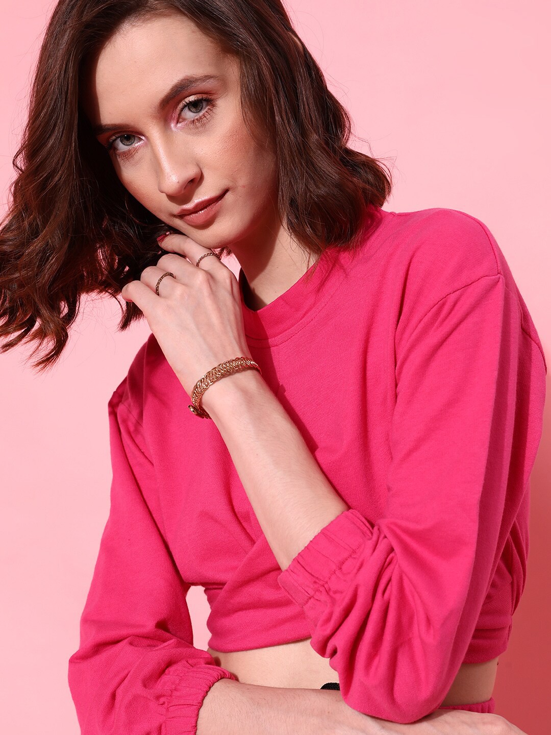 

STREET 9 Women Fuchsia Solid Sweatshirt