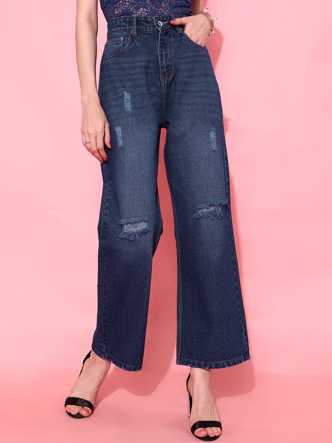 

STREET 9 Women Blue Flared Fit Cropped Jeans
