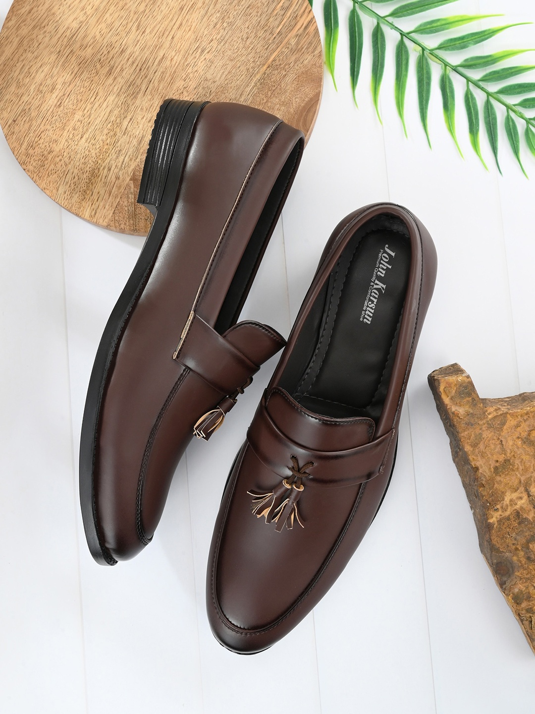 

John Karsun Men Brown Solid Formal Loafers