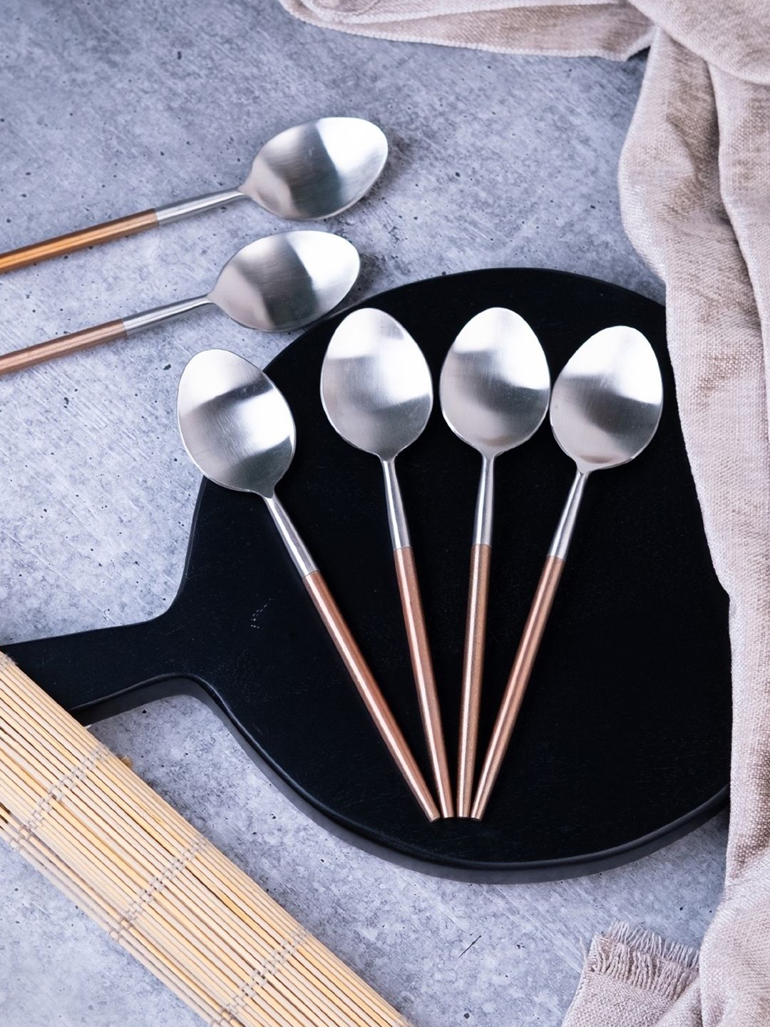 

VarEesha Set of 6 Brown Handled Matt Finish Stainless Steel Table Spoons