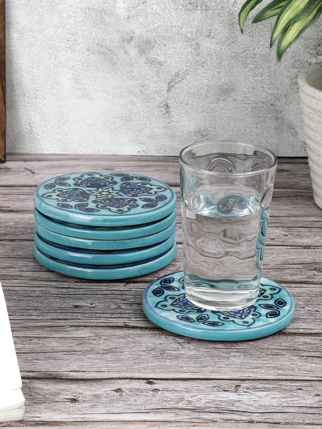 

VarEesha Set of 6 Green Ceramic Coasters