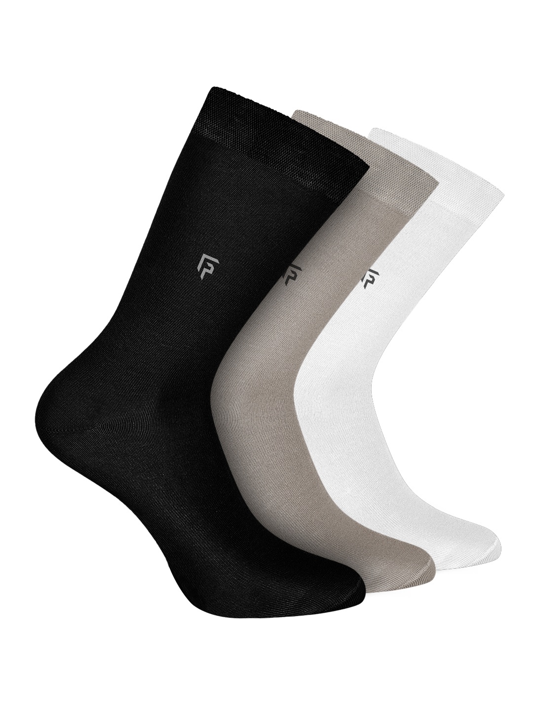 

FOOTPRINT Men 3 Pairs Anti Odour Organic Cotton Calf-Length Solid Bamboo Formal Socks, Black