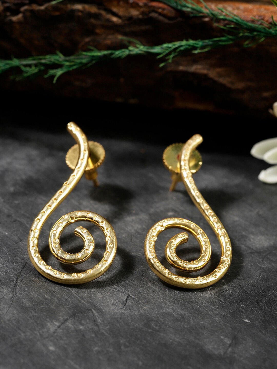 

Berserk Women Gold Toned Gold Plated Long Spiral Studs