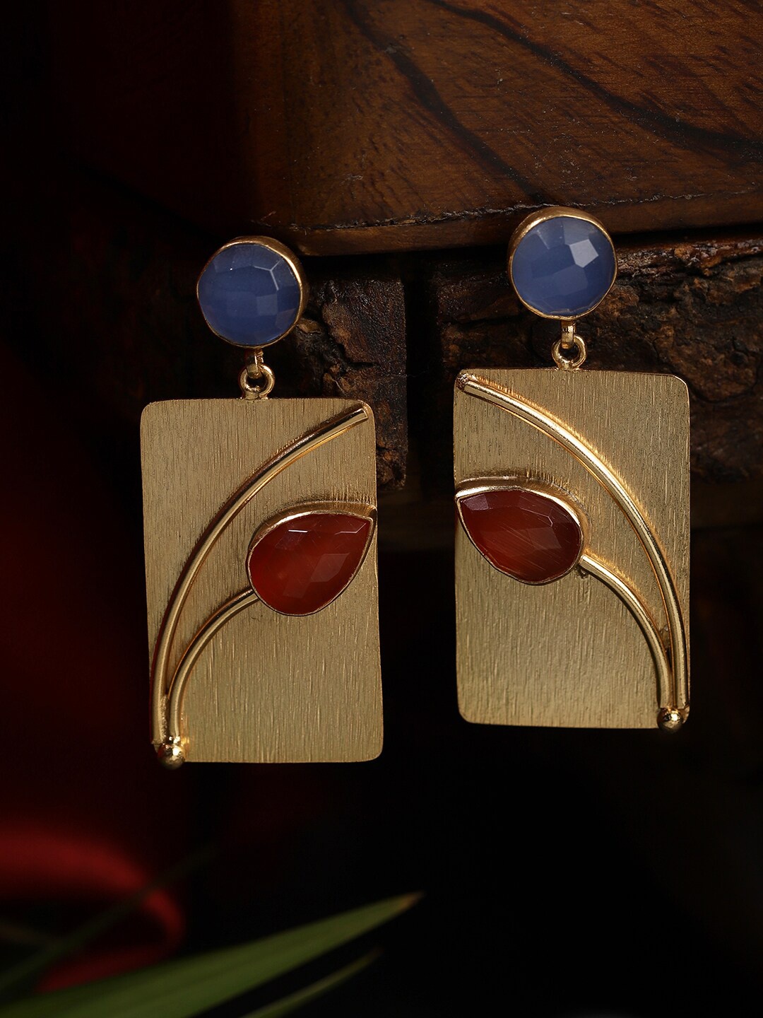 

Berserk Women Gold-Toned & Blue Contemporary Drop Earrings