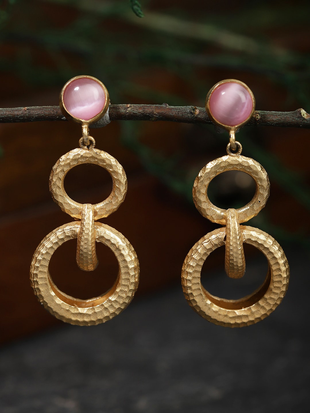 

Berserk Gold-Plated & Pink Circular Drop Earrings