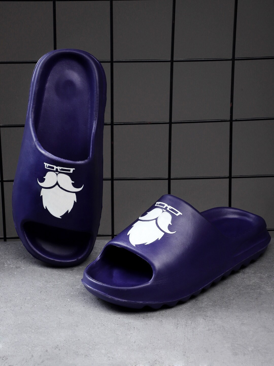 

Pampy Angel Men Printed Rubber Sliders Flip Flops, Blue