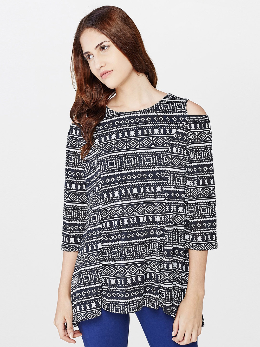 

AND Women Black Printed Top