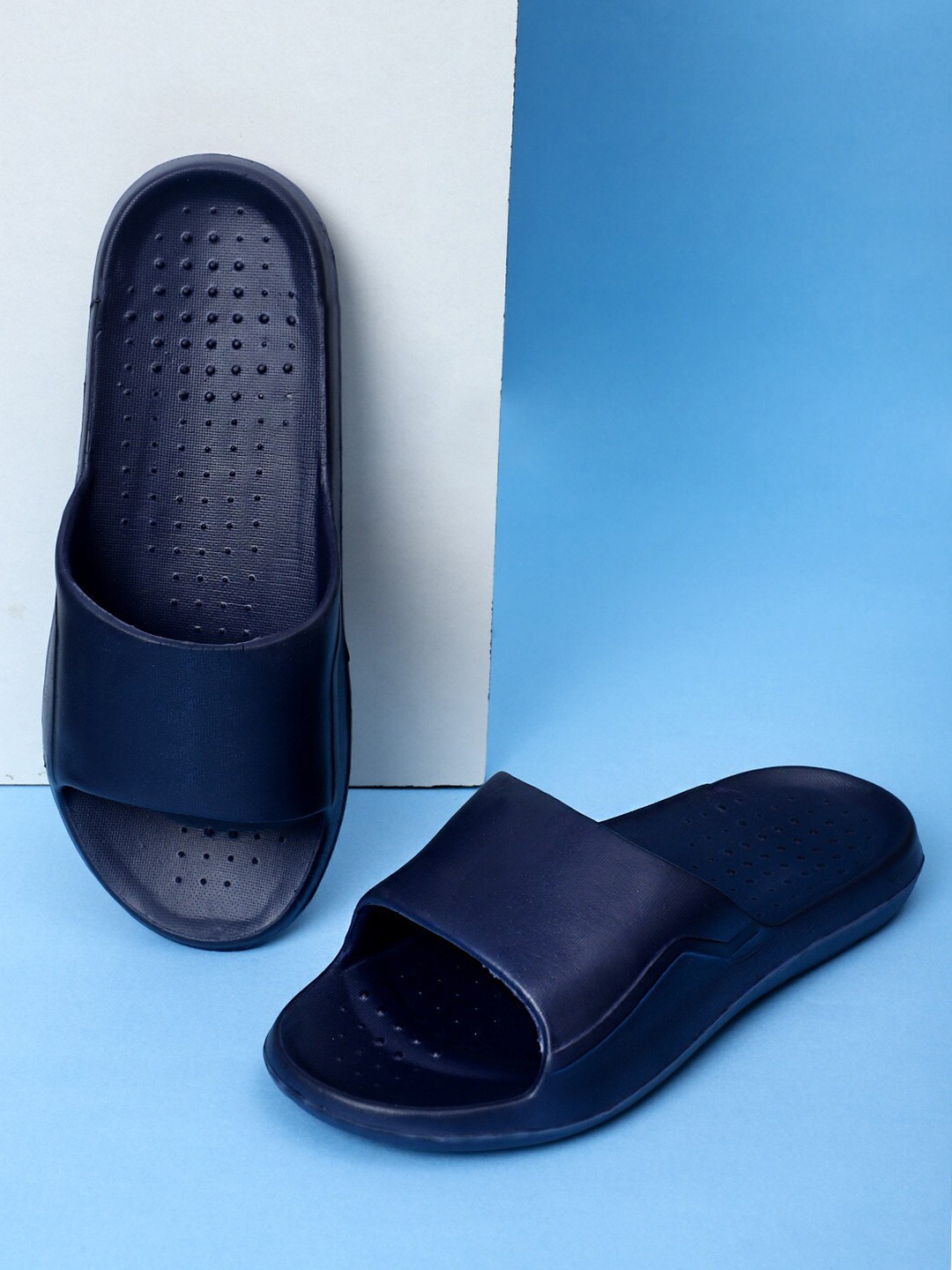 

Pampy Angel Men Printed Rubber Sliders Flip Flops, Blue