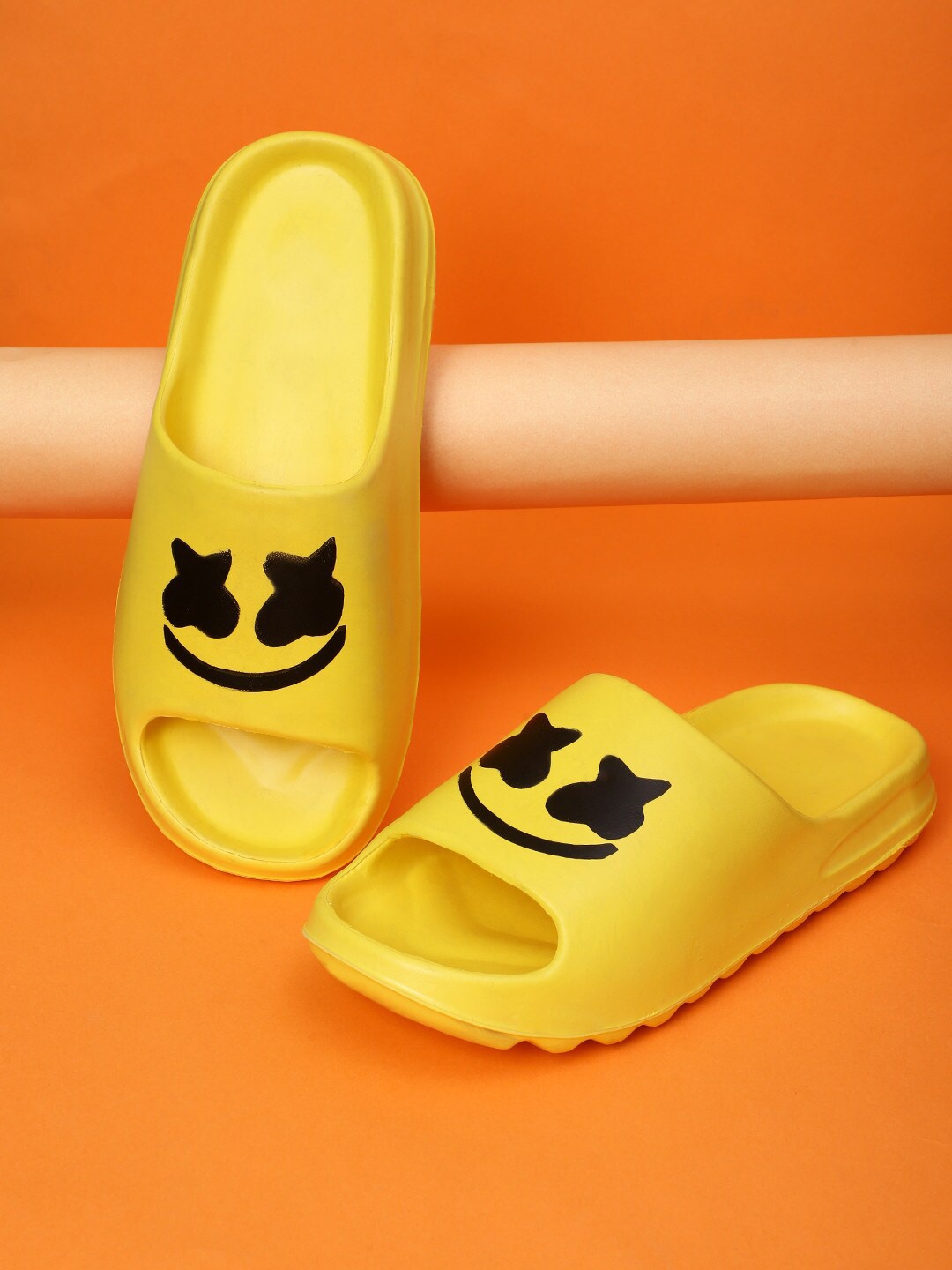 

Pampy Angel Men Printed Rubber Sliders Flip Flops, Yellow