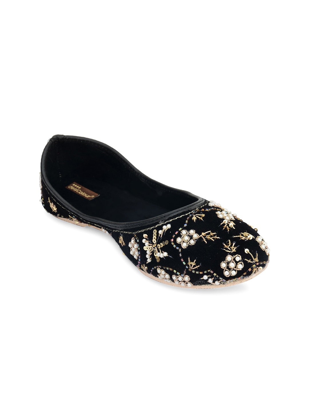 

DESI COLOUR Women Embellished Ethnic Ballerinas Flats, Black