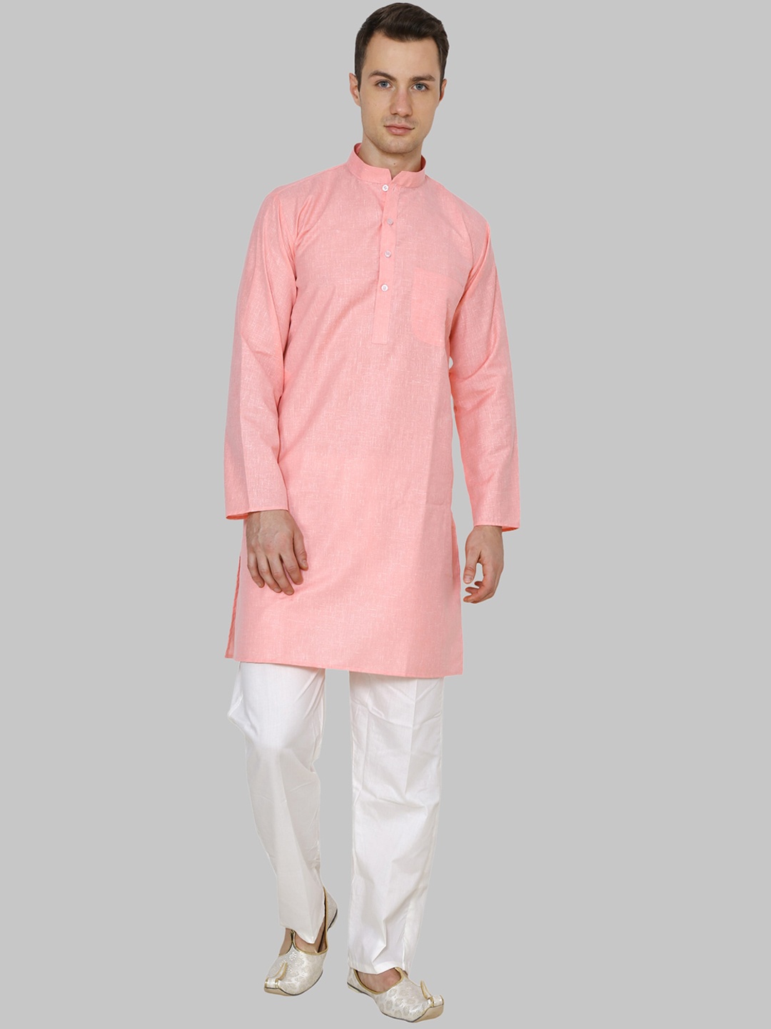 

ROYAL KURTA Men Pink Solid Kurta with Pyjamas