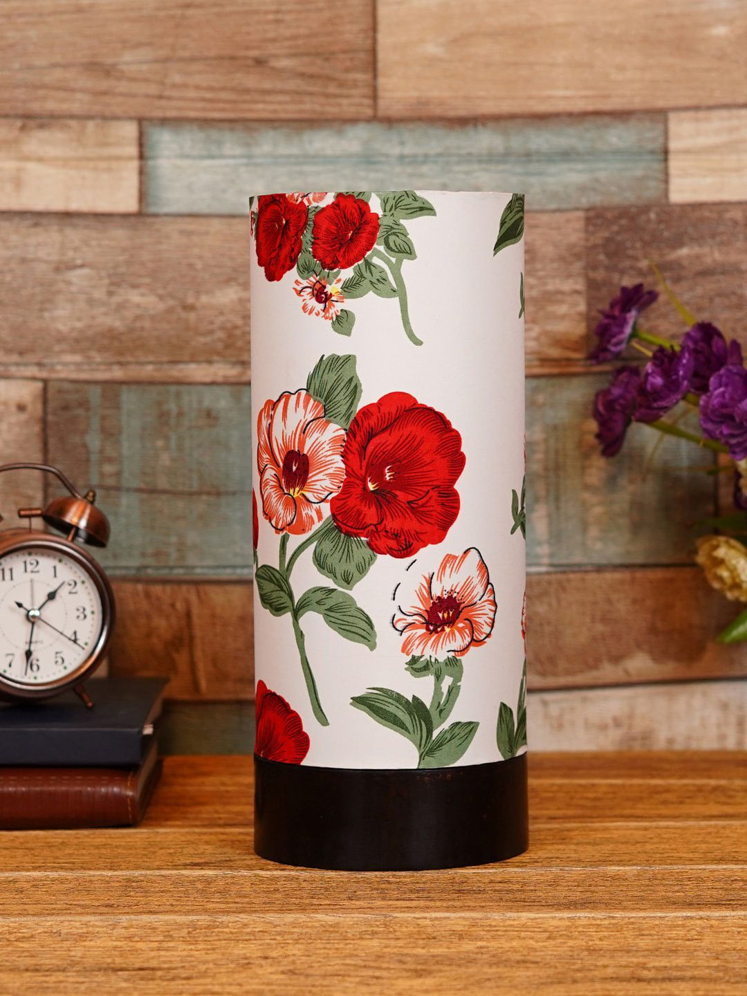 

Foziq White & Red Printed Table Lamp