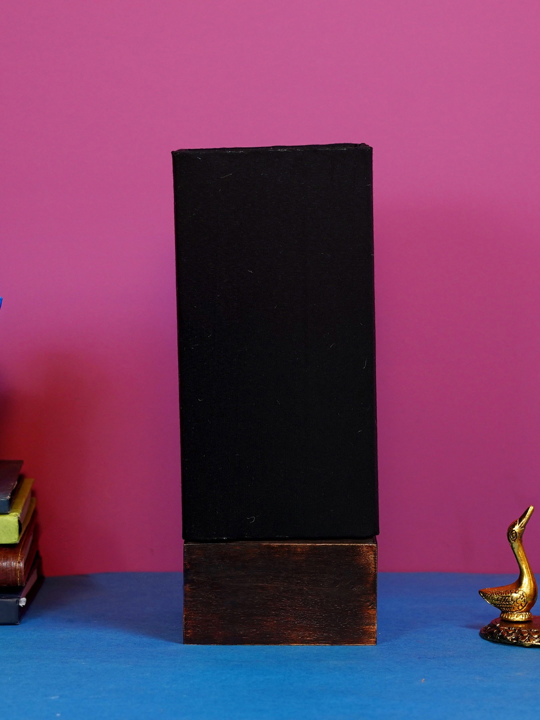 foziq Brown & Black Textured Wooden Table Lamps