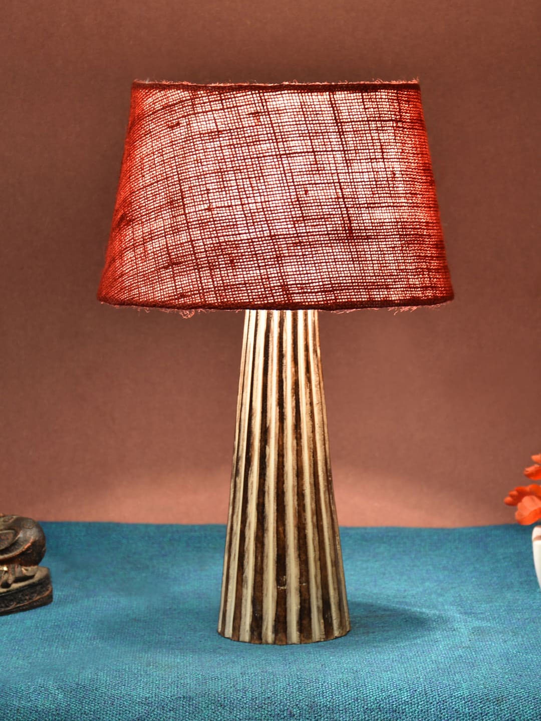 

foziq Brown & Red Textured Wooden Table Lamps
