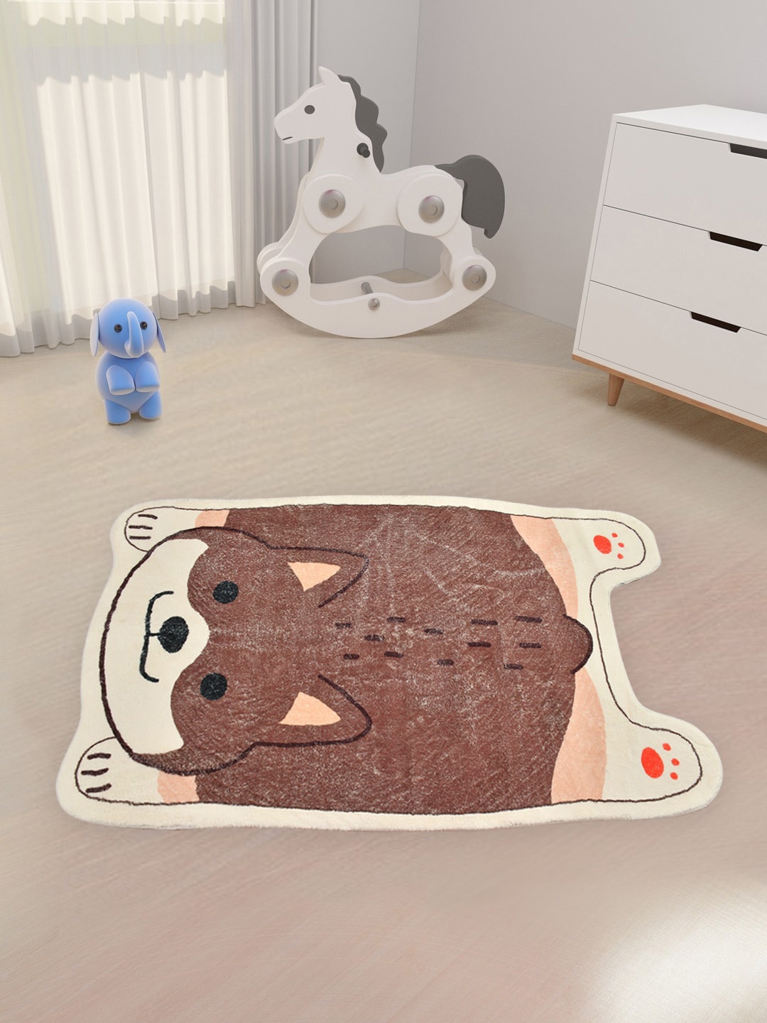 

URBAN DREAM Kids Brown & Beige Colored Dog Printed Carpets