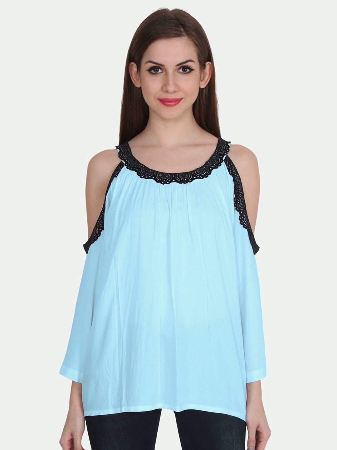 

PATRORNA Women Blue & Black Top
