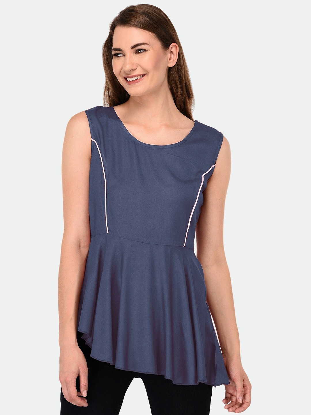 

PATRORNA Women Grey Princess Line Peplum Top