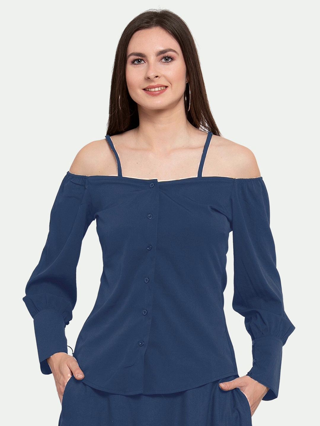 

PATRORNA Women Grey Shirt Style Top