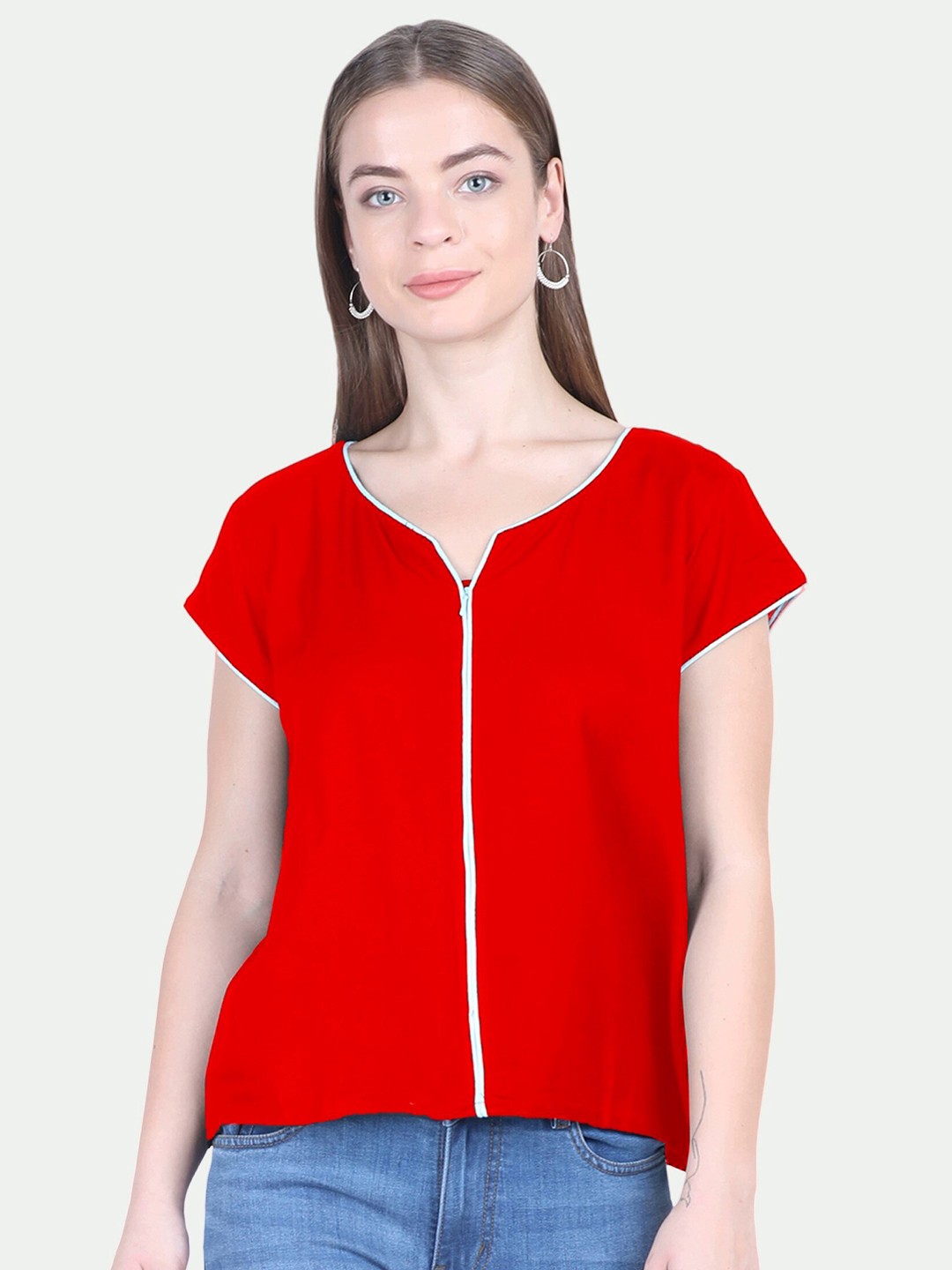 

PATRORNA Women Red & White Top