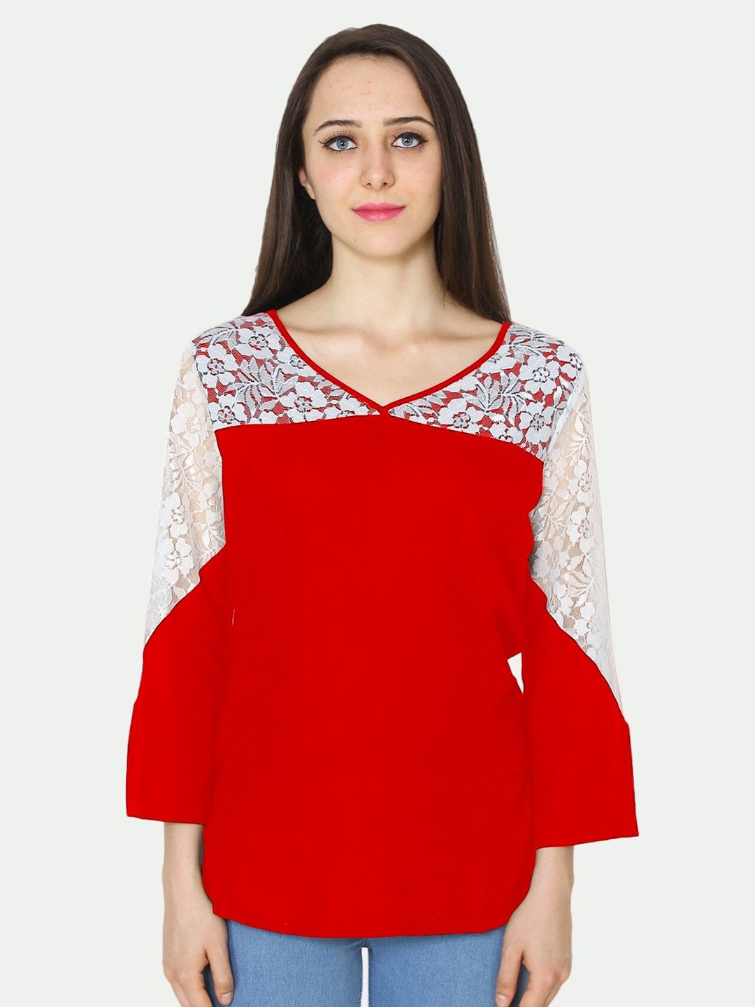 

PATRORNA Women Red & White Top