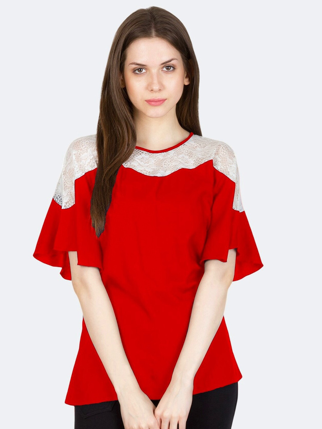

PATRORNA Women Red & White Top