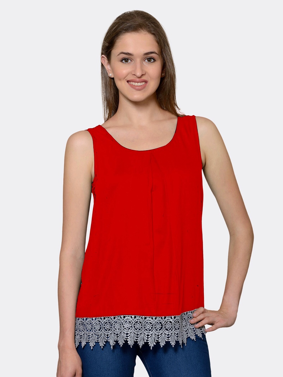 

PATRORNA Women Red & White Top