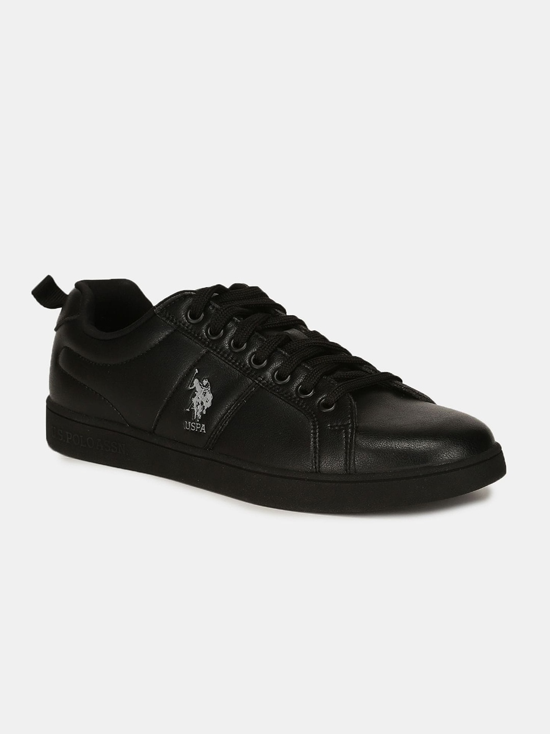 

U S Polo Assn Men Solid PU Sneakers, Black