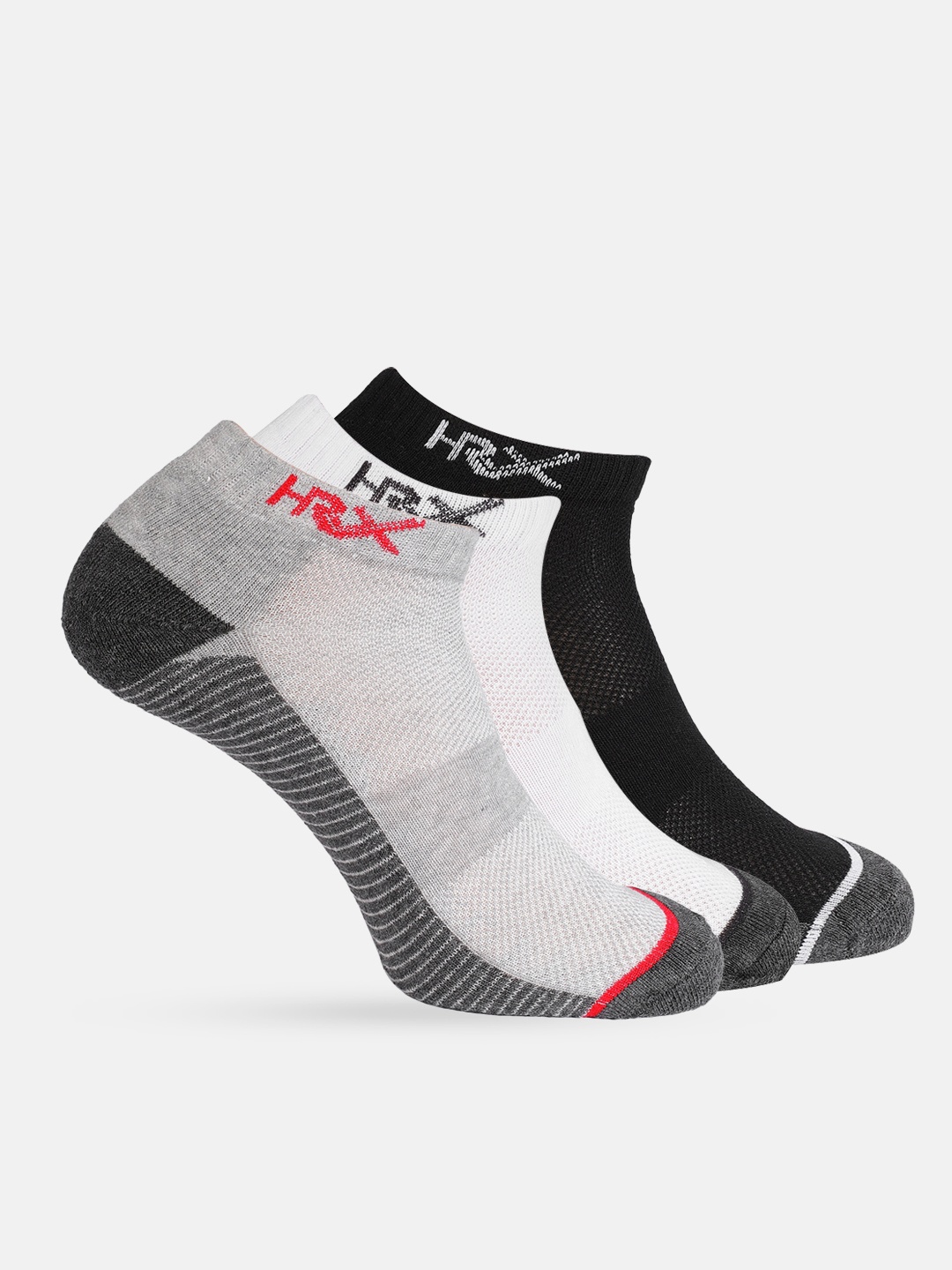 

HRX by Hrithik Roshan Men Pack of 3 Patterened Ankle Length Socks, White