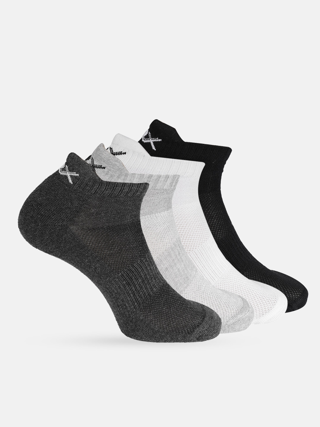 

HRX by Hrithik Roshan Men Pack of 4 Patterened Ankle Length Socks, Black