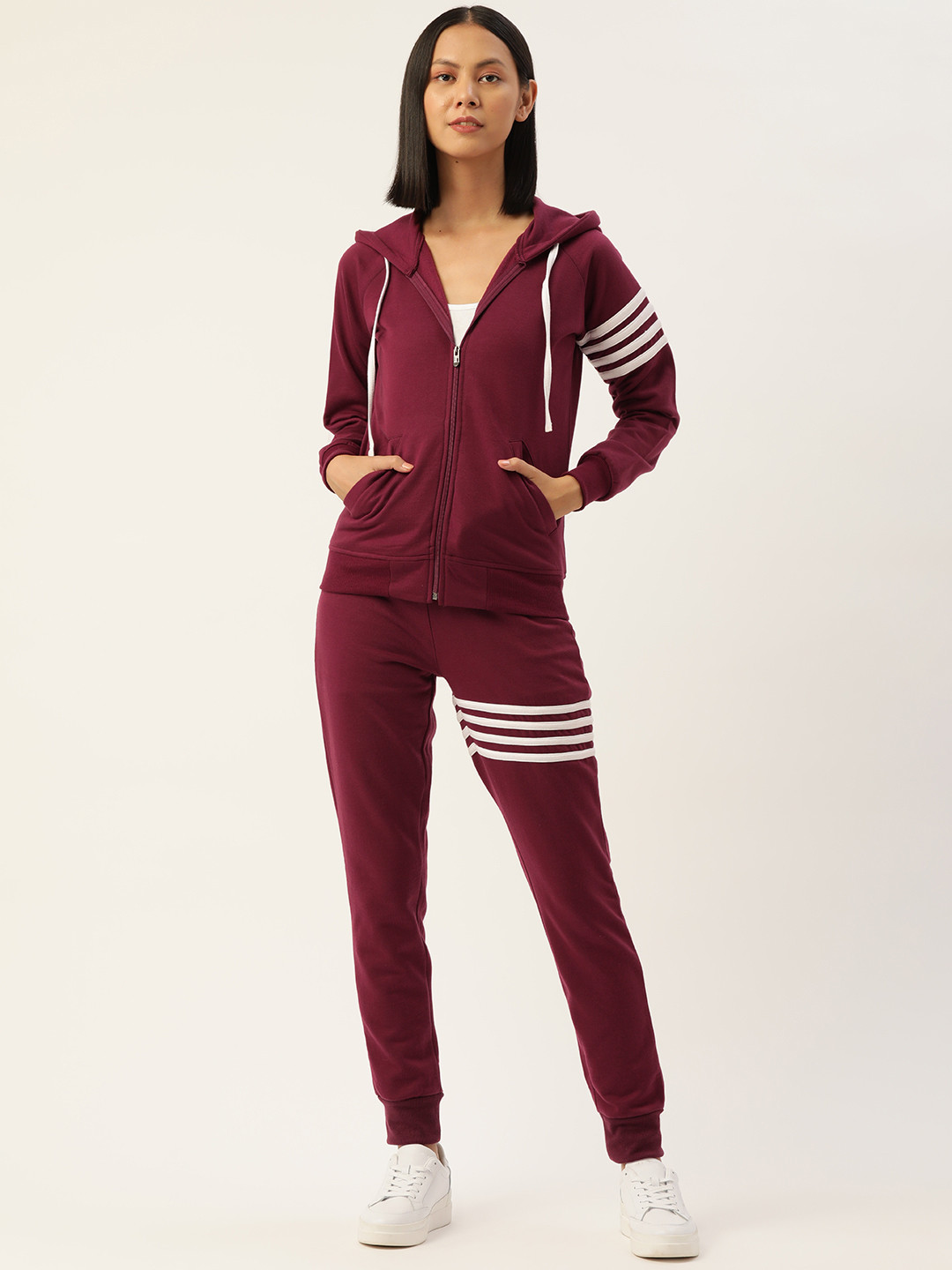 

Alsace Lorraine Paris Women Burgundy Solid Tracksuit