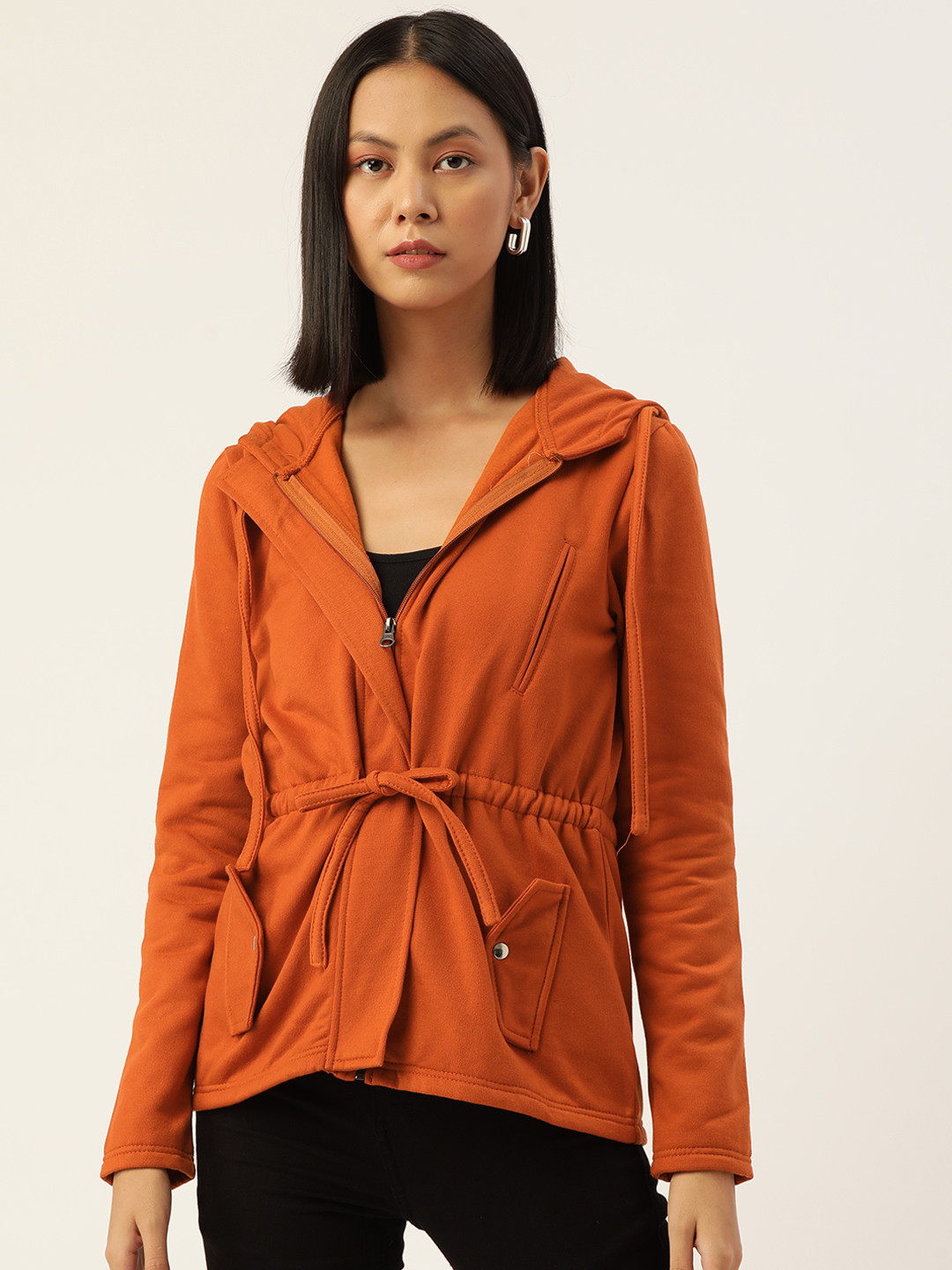 

Alsace Lorraine Paris Women Rust Orange Hooded Sweatshirt