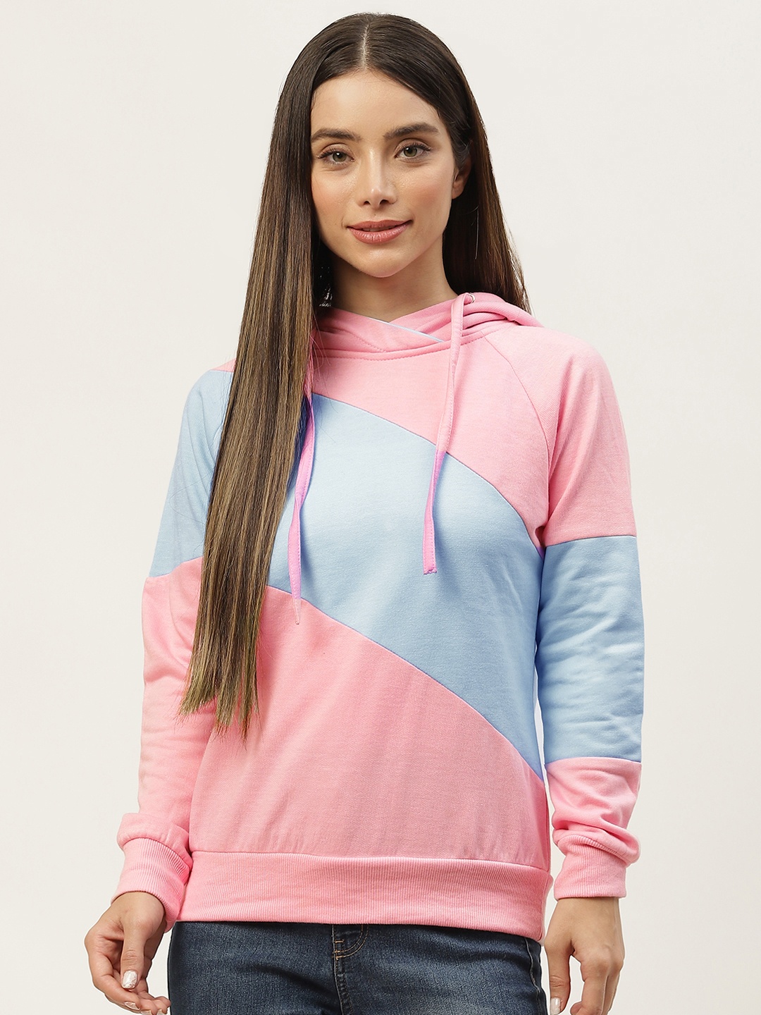 

Alsace Lorraine Paris Women Pink Striped Hooded Sweatshirt