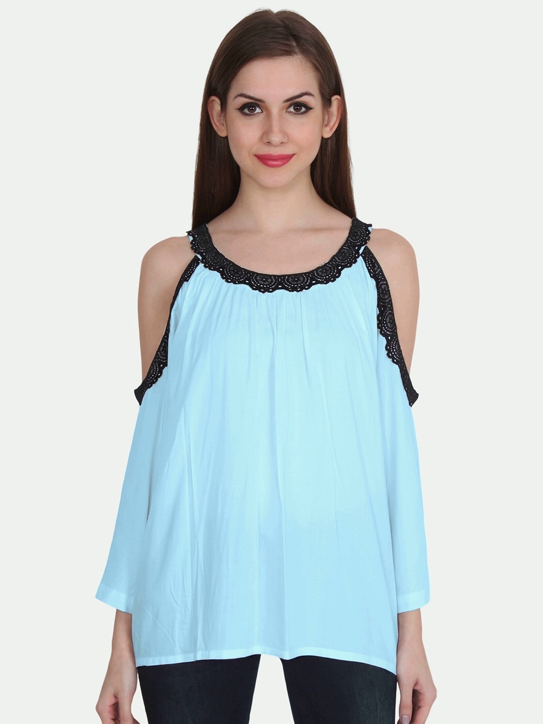 

PATRORNA Women Blue & Black Top