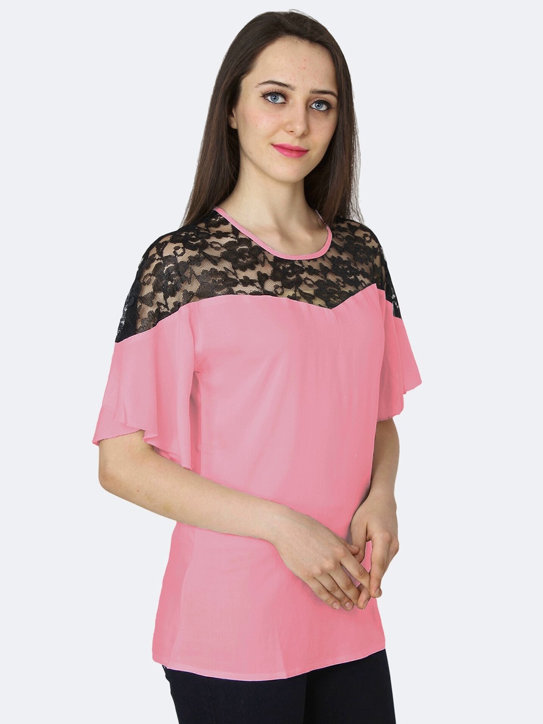 

PATRORNA Women Pink & Black Top