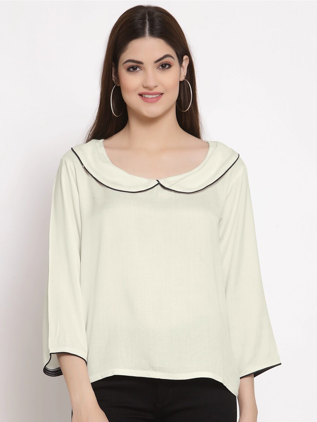 

PATRORNA Women Off White Solid Top