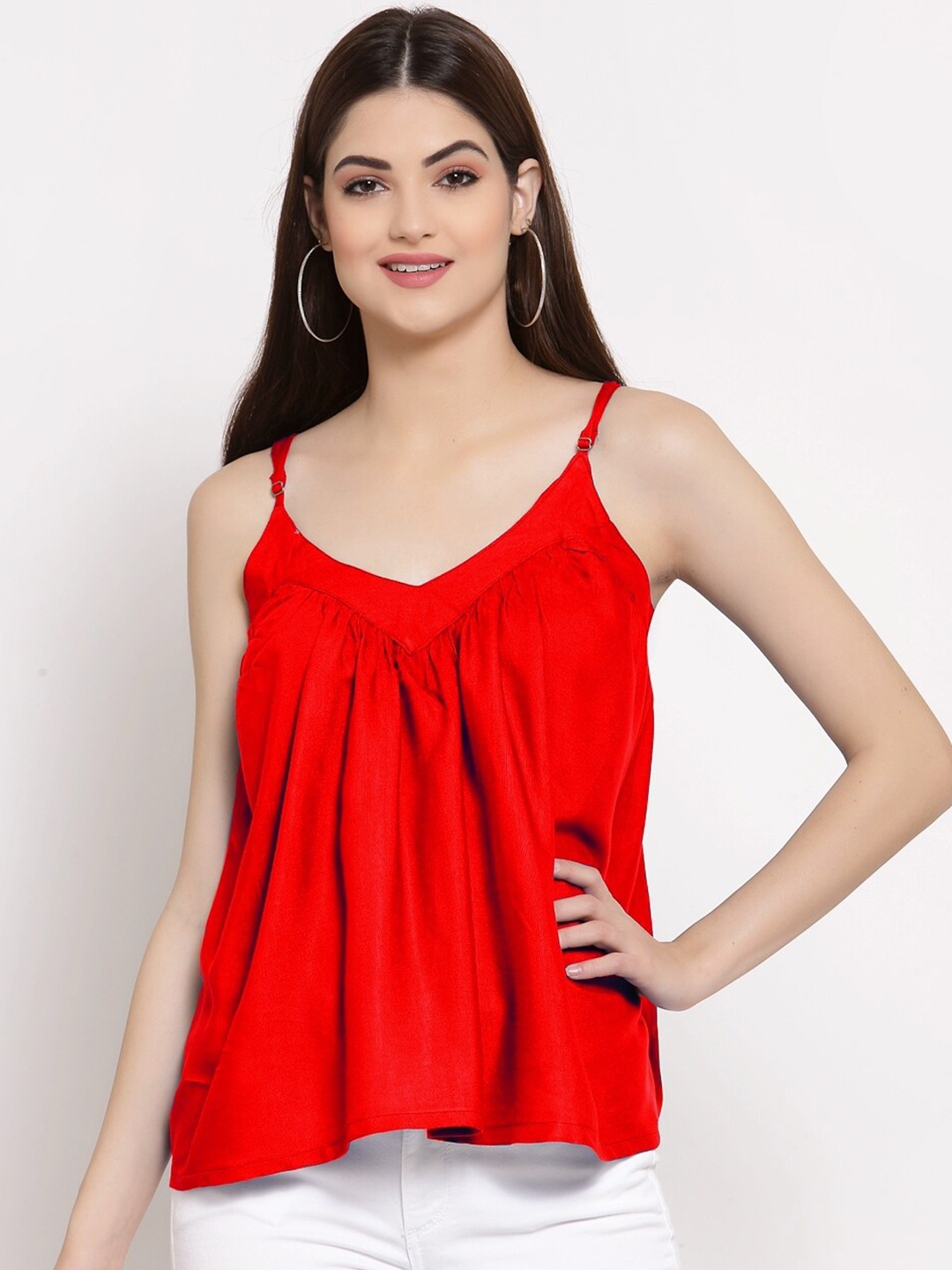 

PATRORNA Women Red Boxy Top