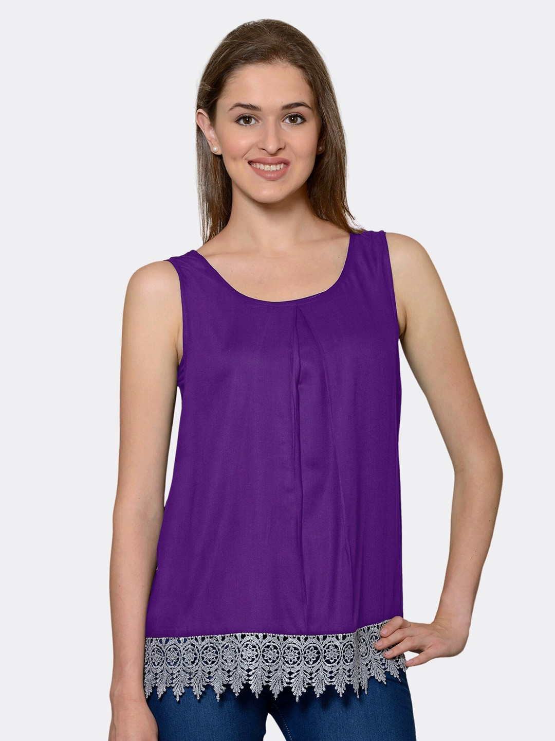 

PATRORNA Women Purple & Grey Top