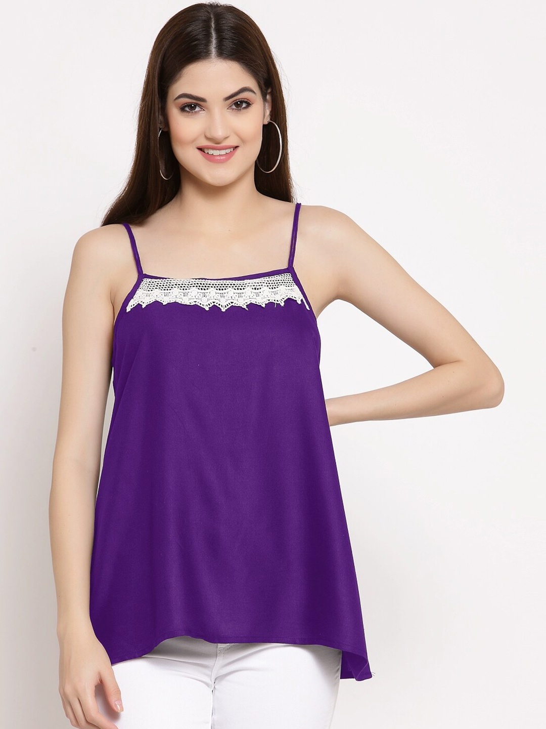 

PATRORNA Women Purple & White Top