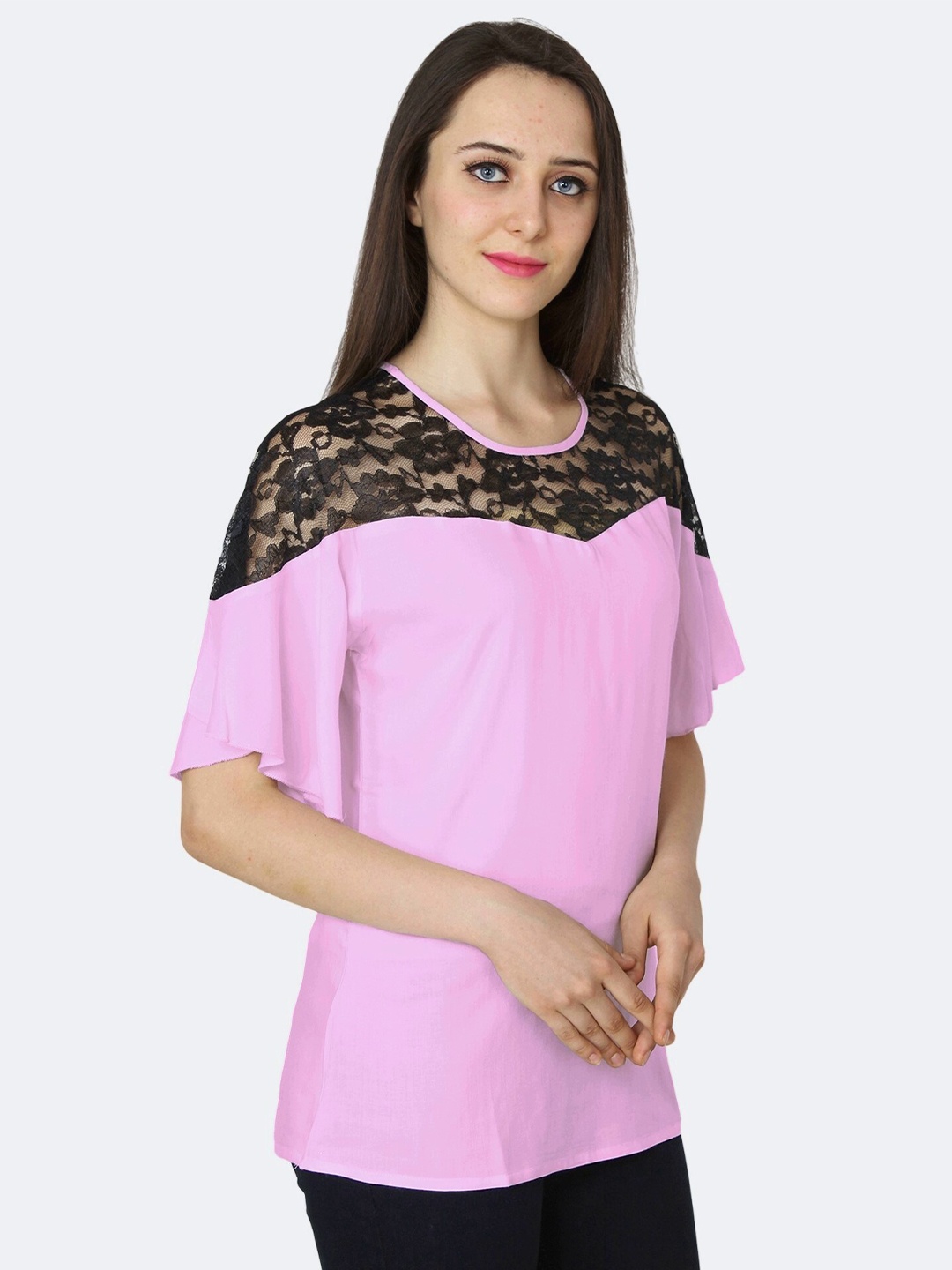 

PATRORNA Women Pink & Black Top