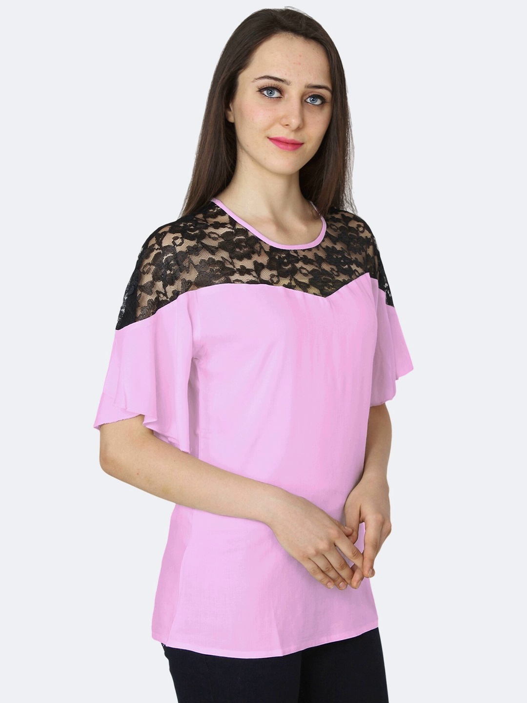 

PATRORNA Women Pink & Black Top